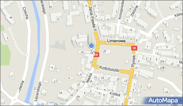 Limanowa, Rynek, 1a, mapa Limanowa