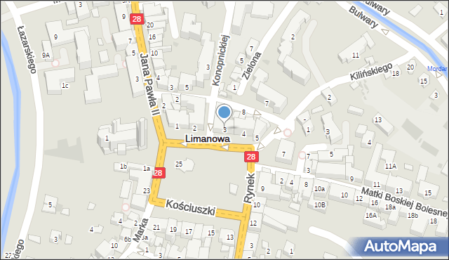 Limanowa, Rynek, 3, mapa Limanowa