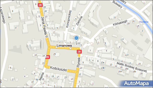 Limanowa, Rynek, 4, mapa Limanowa