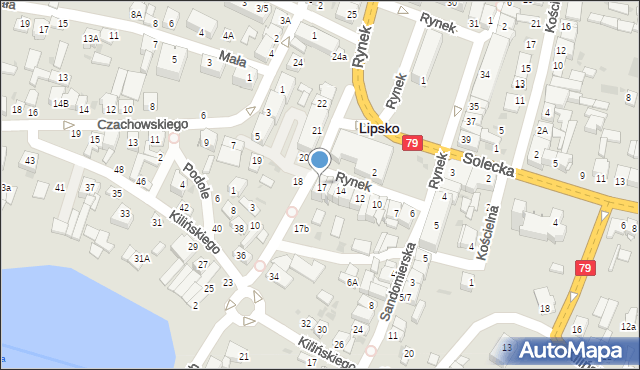 Lipsko, Rynek, 17a, mapa Lipsko