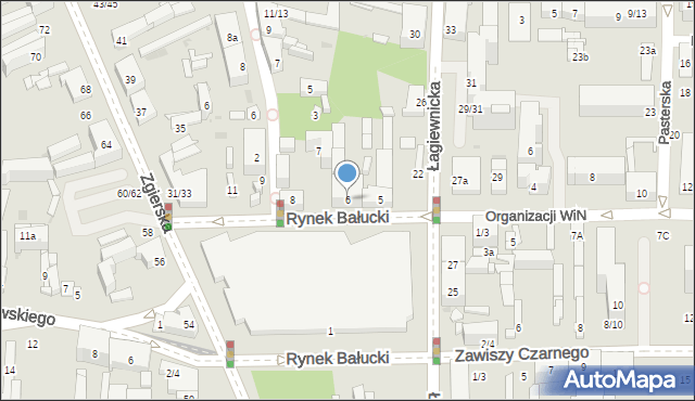 Łódź, Rynek Bałucki, 6, mapa Łodzi
