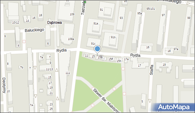 Łódź, Rydla Lucjana, 15a, mapa Łodzi