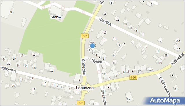 Łopuszno, Rynek, 2, mapa Łopuszno