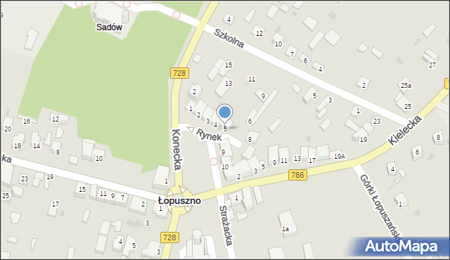 Łopuszno, Rynek, 5, mapa Łopuszno