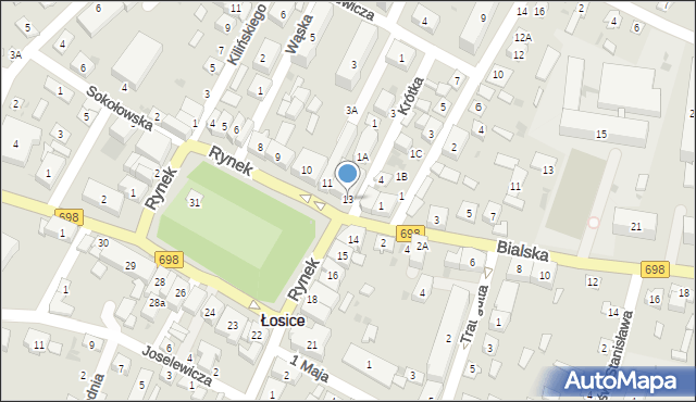 Łosice, Rynek, 13, mapa Łosice