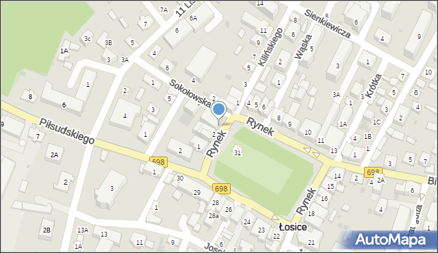 Łosice, Rynek, 3, mapa Łosice