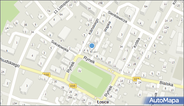 Łosice, Rynek, 7, mapa Łosice