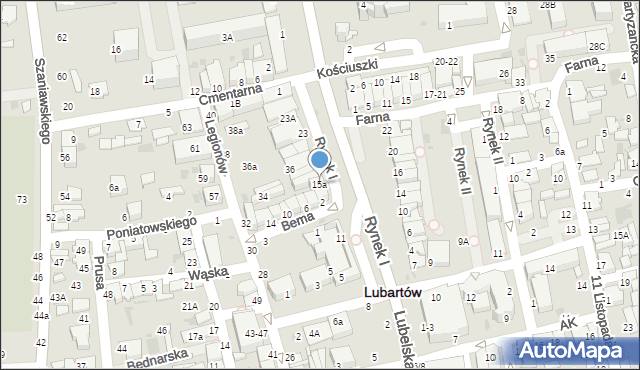 Lubartów, Rynek I, 15a, mapa Lubartów