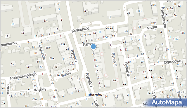 Lubartów, Rynek I, 20, mapa Lubartów