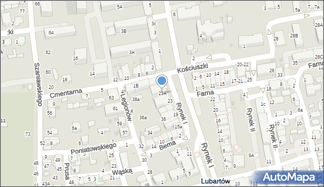Lubartów, Rynek I, 23A, mapa Lubartów