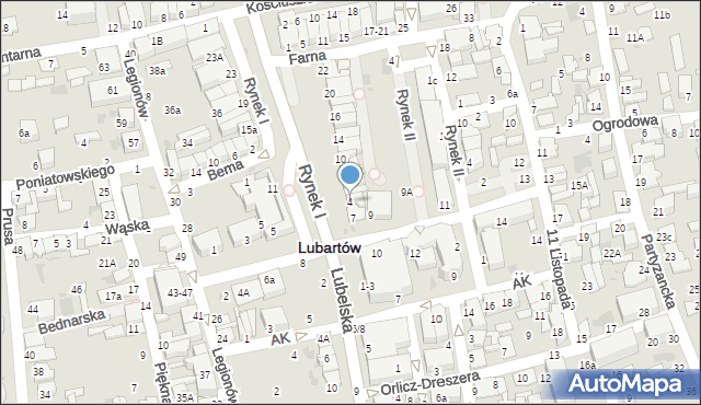 Lubartów, Rynek I, 4, mapa Lubartów