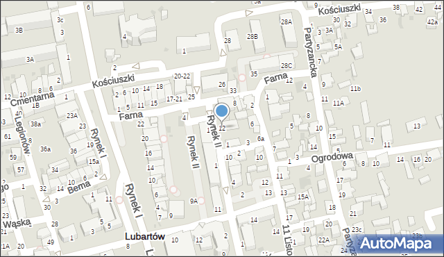 Lubartów, Rynek II, 12, mapa Lubartów