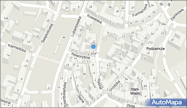 Lublin, Rybna, 8/10, mapa Lublina