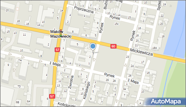 Maków Mazowiecki, Rynek, 3, mapa Maków Mazowiecki