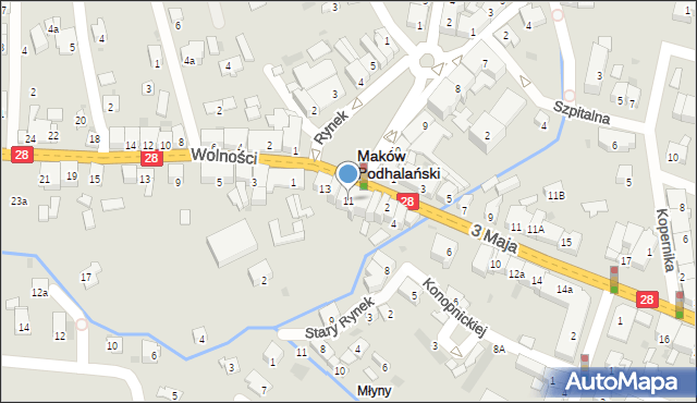 Maków Podhalański, Rynek, 11, mapa Maków Podhalański