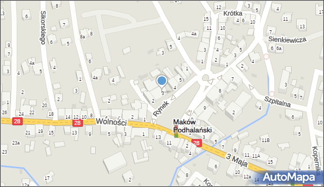 Maków Podhalański, Rynek, 3, mapa Maków Podhalański