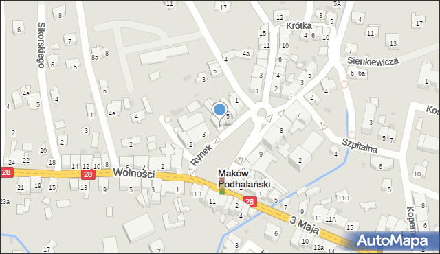 Maków Podhalański, Rynek, 4, mapa Maków Podhalański