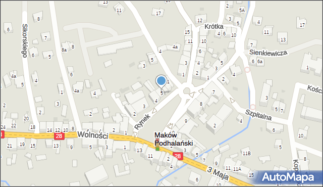 Maków Podhalański, Rynek, 5, mapa Maków Podhalański