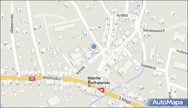 Maków Podhalański, Rynek, 6A, mapa Maków Podhalański