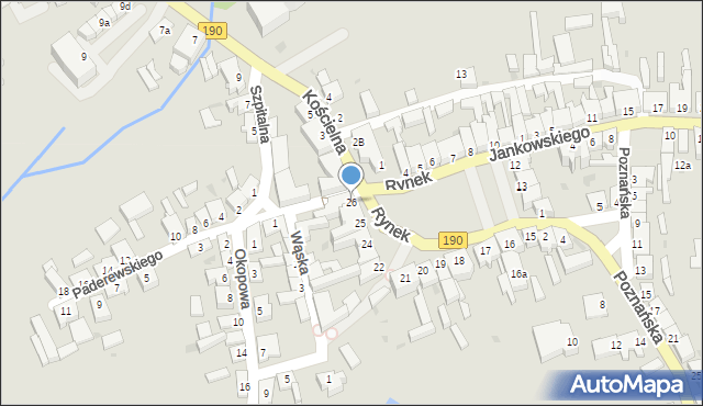 Margonin, Rynek, 26, mapa Margonin