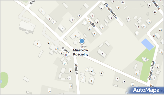 Miastków Kościelny, Rynek, 13, mapa Miastków Kościelny