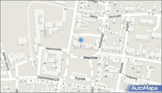 Miechów, Rynek, 21, mapa Miechów