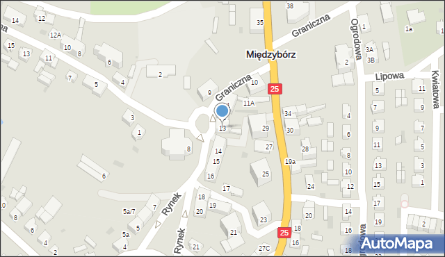 Międzybórz, Rynek, 13, mapa Międzybórz