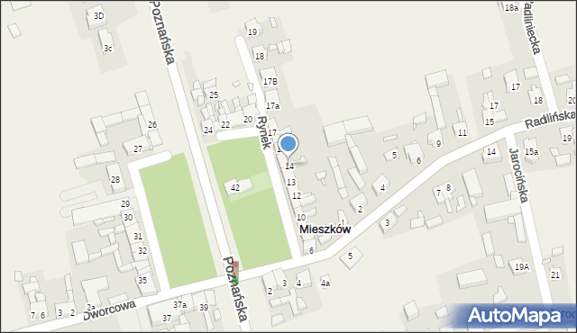 Mieszków, Rynek, 14, mapa Mieszków