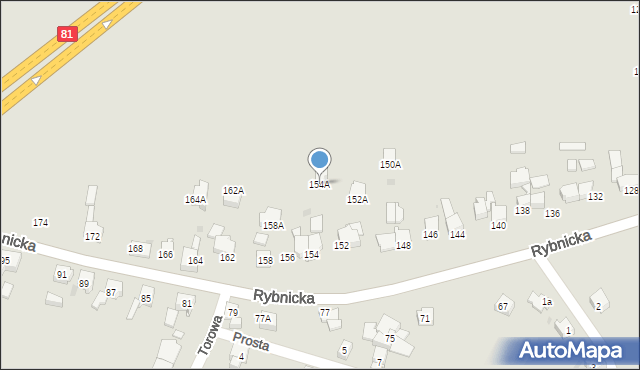 Mikołów, Rybnicka, 154A, mapa Mikołów