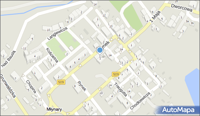 Młynary, Rynek, 1, mapa Młynary