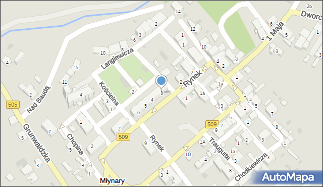 Młynary, Rynek, 3, mapa Młynary