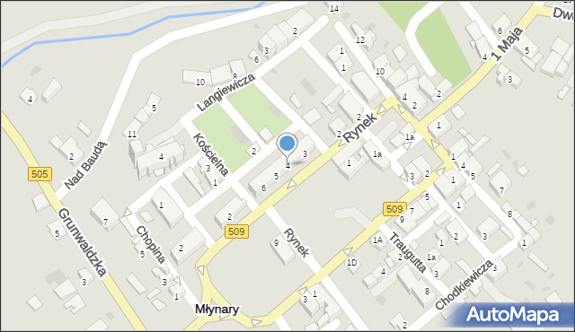 Młynary, Rynek, 4, mapa Młynary