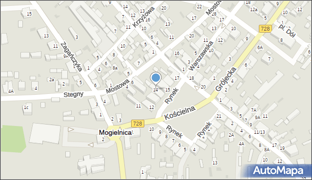 Mogielnica, Rynek, 14, mapa Mogielnica