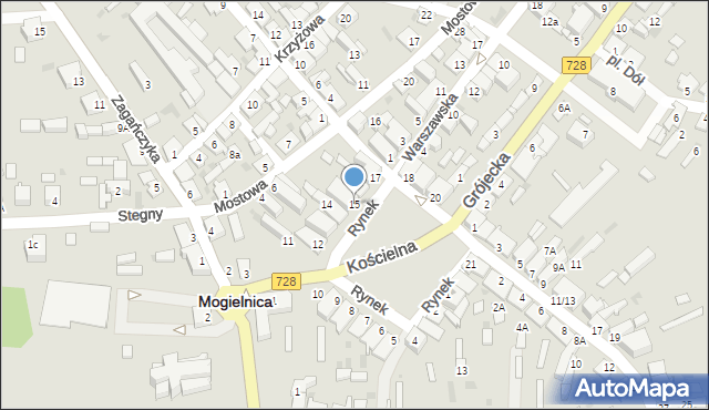 Mogielnica, Rynek, 15, mapa Mogielnica