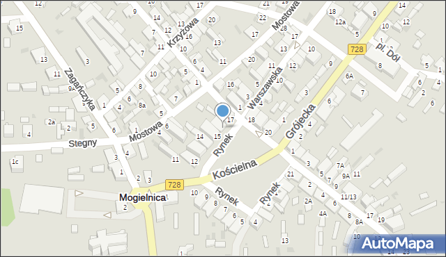 Mogielnica, Rynek, 16, mapa Mogielnica