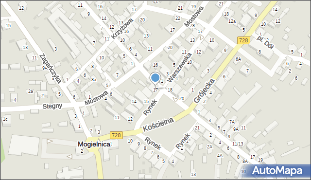 Mogielnica, Rynek, 17, mapa Mogielnica