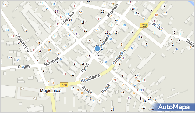 Mogielnica, Rynek, 18, mapa Mogielnica