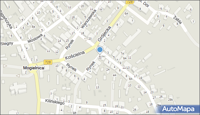 Mogielnica, Rynek, 21, mapa Mogielnica