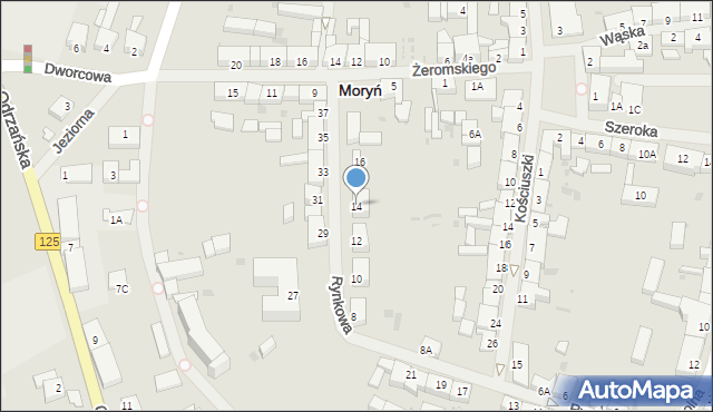 Moryń, Rynkowa, 14, mapa Moryń