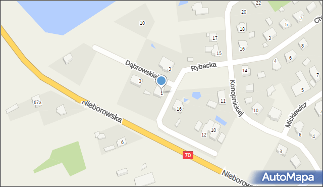 Mysłaków, Rybacka, 1, mapa Mysłaków