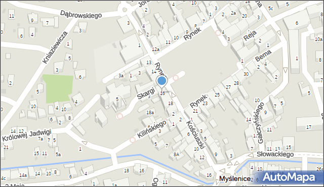 Myślenice, Rynek, 16, mapa Myślenice