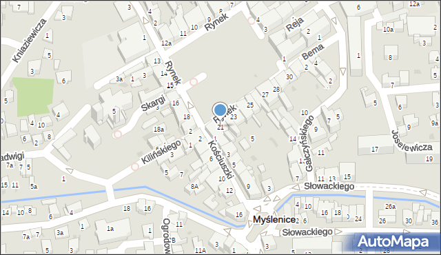 Myślenice, Rynek, 21, mapa Myślenice