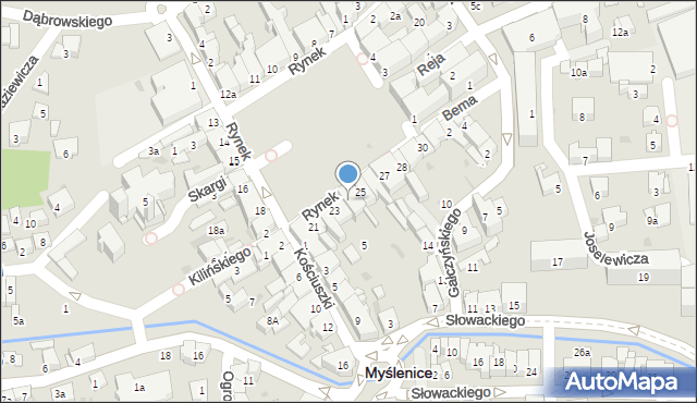 Myślenice, Rynek, 24, mapa Myślenice