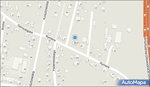 Mysłowice, Rymera Józefa, 15, mapa Mysłowice