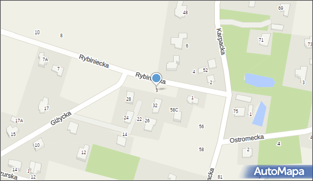 Niwy, Rybiniecka, 3, mapa Niwy