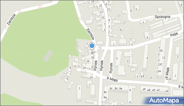 Nowogród Bobrzański, Rynek, 28, mapa Nowogród Bobrzański