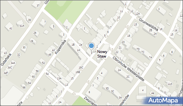 Nowy Staw, Rynek Pułaskiego Kazimierza, gen., 1, mapa Nowy Staw