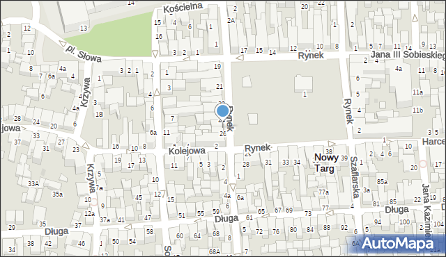 Nowy Targ, Rynek, 25A, mapa Nowego Targu