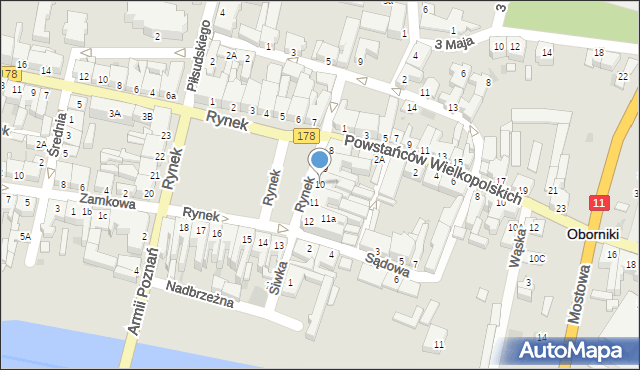 Oborniki, Rynek, 10, mapa Oborniki