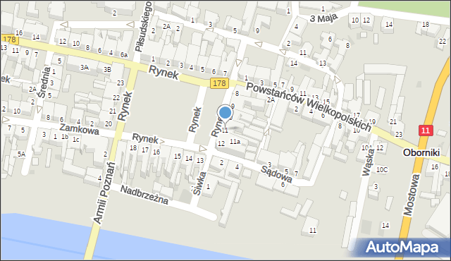 Oborniki, Rynek, 11, mapa Oborniki